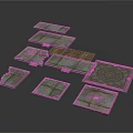 Decorative Square Stone Slab Components With Textured Surfaces Intricate Patterns And Wooden Plank