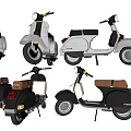 Vintage Retro Motorcycles With Classic Design And Brown Seats In Multiple Angles