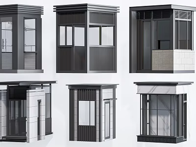 Sleek Modern Entrance Gates Various Designs Featuring Glass Panels Metal Grilles And Stone 3d model