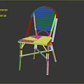 Blue And White Striped Woven Leisure Chair With Wooden Frame For Patio Use