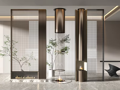 Elegant Modern Metal Mesh Room Divider For Interior Living Space Design 3d model