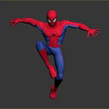 Spider Man Character In Red And Blue Costume With Dynamic Pose On Dark Background