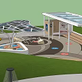 Modern Playground Design With Colorful Structures Slides Curved Paths And Seating Areas 3d model