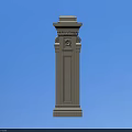 White Stone Classical Column With Detailed Top Ornamentation And Blue Sky Background