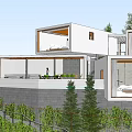 Modern Detached Villa With Glass Facade Open Design And Greenery Surroundings