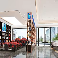 Tobacco and Liquor Store Interior With Cashier Counter And Shelves For Product Displays