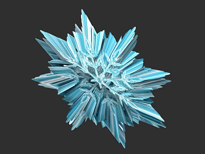 Blue Crystal Like Plant Painting With Transparent Sharp Leaves On Black Background 3d model