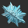 Blue Crystal Like Plant Painting With Transparent Sharp Leaves On Black Background