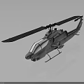 3D Model Military Helicopter With Rotor Blades Cockpit And Weapons On Reflective Surface