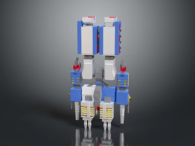 Game Movie Character Blue And White Mechanical Robot With Red Accents And Limb Design 3d model