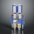 Game Movie Character Blue And White Mechanical Robot With Red Accents And Limb Design