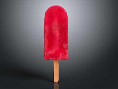 Vibrant Red Popsicle with Smooth Surface Wooden Stick and Fruit Flavored Summer Treat 3d model