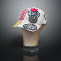 Stylish White Hat Featuring Turbo Lettering Smiley Face And Red Star Design