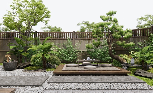 Japanese-style courtyard landscape 3d model