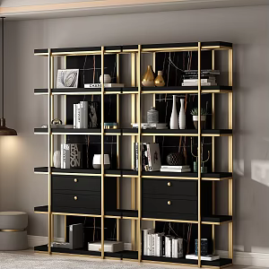 Modern Black Museum Shelf 3d model