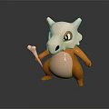 Game and Movie Character With Pink Head White Skull Helmet Orange Body Holding Bone Standing