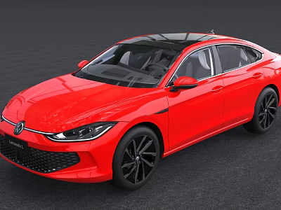 Red Coupe Car Modern Aerodynamic Design With Black Wheels And Roof Sleek Exterior 3d model