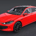 Red Coupe Car Modern Aerodynamic Design With Black Wheels And Roof Sleek Exterior