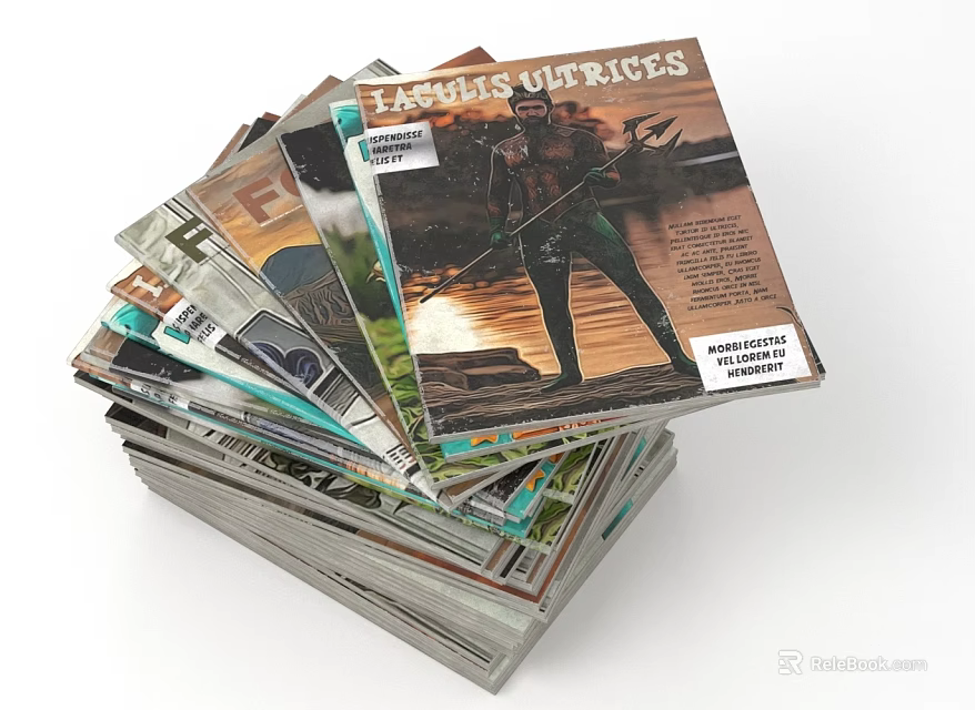 Stack of Assorted Books and Magazines With Different Cover Designs and Content Topics 3d model 