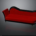 Stylish Red Chaise Lounge With Black Curved Frame And Modern Design