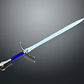 Silver Blade Sword With Blue Hilt And Metallic Accents On Dark Background