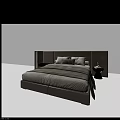 Modern Upholstered Double Bed With Padded Headboard And Neutral Colored Bedding 3d model