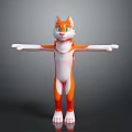 Game and Movie Character Orange White Cat with Green Eyes Standing Pose and Outstretched Arms