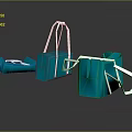 Blue Geometric Handbags With White Straps Set of Three Modern Fashion Accessories