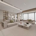 Modern Open Living and Dining Room Interior With Sofa Coffee Table TV And Dining Table