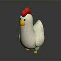 Cute White Chicken Game And Movie Character With Red Comb And Yellow Beak Feet