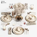 Modern Tableware Tableware Ornaments Combination 3d model