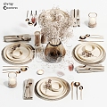 Modern Tableware Table Tableware Ornaments Combination 3d model