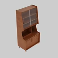 Wooden Storage Cabinet with Lattice Upper Doors Open Middle Compartment and Mesh Panel Design