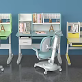 Colorful Kids Study Desks With Bookshelves Adjustable Chairs And Decorative Elements
