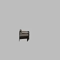 Modern Single Sofa With Beige Fabric Upholstery Dark Wooden Arms Legs And Smooth Texture