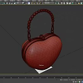Heart Shaped Transparent Handbag With Light Blue Beaded Handle And Golden Metal Frame