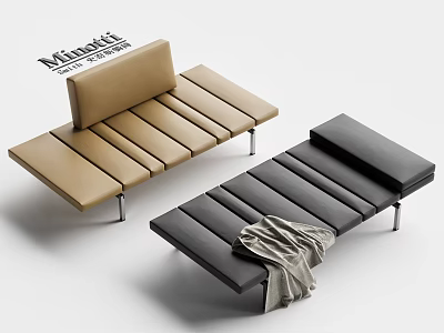 minotti modern chaise longues chaise longues leather bench sofa bench bed end stool 3d model