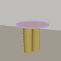 Modern Minimalist Side Table With Round Top And Cylindrical Beige Legs 3d model