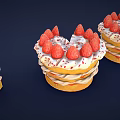 Layered Strawberry Cake With Cream Topping Fresh Strawberries And Red Sprinkles Sliced And Whole