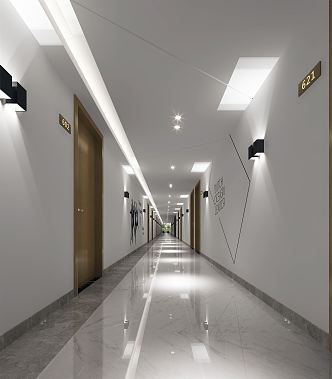 modern aisle office aisle 3d model