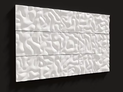 Modern White Background Wall With Irregular Wavy Texture Panels On Black Background 3d model
