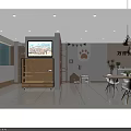 Modern Retail Store Interior With Shelves Display Products Tables Chairs Cashier Counter And Pendant Lights