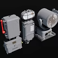 Various Industrial Electrical Control Devices With Metal Enclosures And Components
