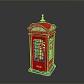 Red Decorative Telephone Booth With Glass Panels And Stable Base For Living Supplies