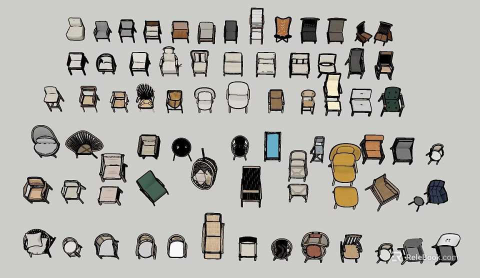 Various Leisure Chair Designs with Multiple Styles and Unique Shapes 3d model