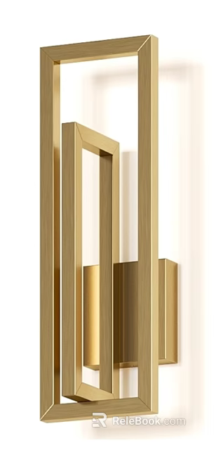Modern Golden Wall Lamp With Geometric Metal Frame For Home Interior Decor 3d model 