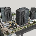 Modern Commercial Complex With High Rise Buildings Shopping Mall And Plaza