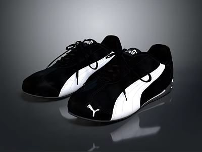 Puma Black And White Casual Sneakers With Logo And Sporty Design 3d model