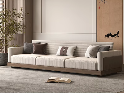 Middle-style three-seat sofa 3d model