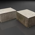 Gray Wood Stone Blocks With Rough Textured Surface And Reflection On Smooth Background 3d model